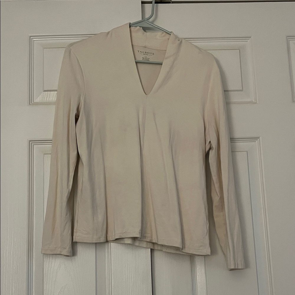 Talbots Women's Cream V-Neck Blouse